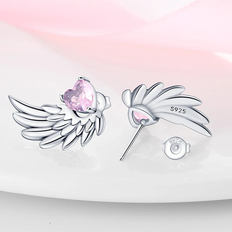 Fashion Spring Series Earrings For Women 925 Silver Color Butterfly Dragonfly Flower Heart Shaped Ear Studs Fine Jewelry Couple