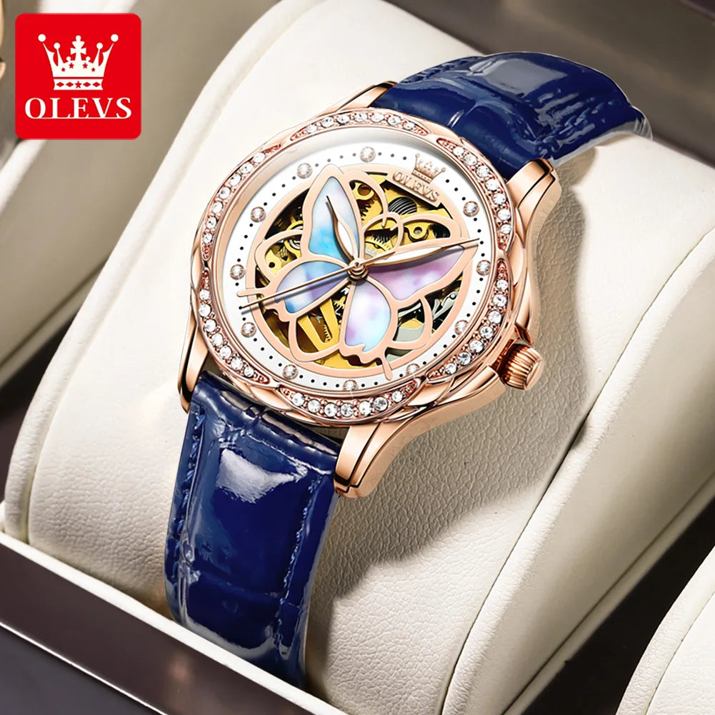 OLEVS 6615 Womens Watch Original Brand Automatic Mechanical Watch Waterproof Stainless Steel Watch With Box Watches Luxury Women