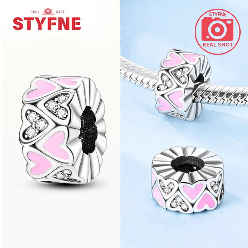 Romantic Original Accessories Sparkling Magic Cube Love Red Heart Beads 925 Silver Women Bracelet DIY Jewelry Gift Charms Beads