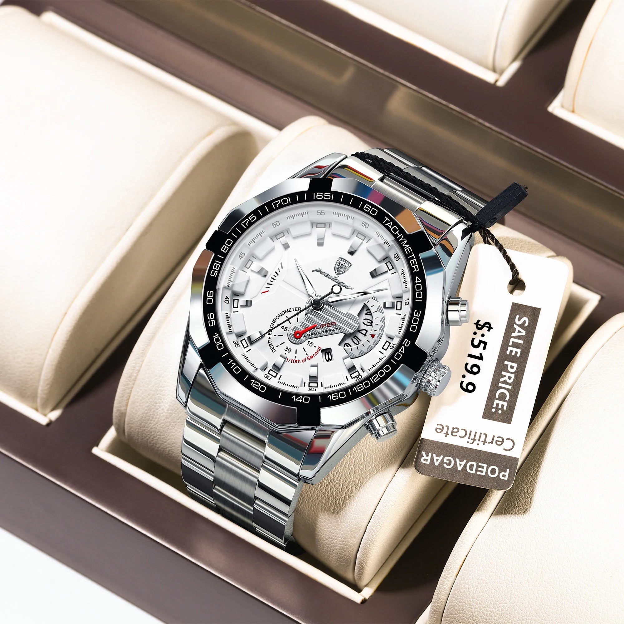 POEDAGAR Fashion Luxury Male Watch Waterproof Luminous Date Man Wristwatch Stainless Steel High Quality New Men's Quartz Watches