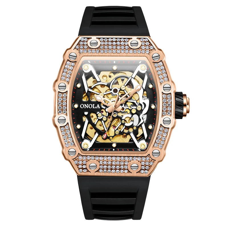New 2022 Diamond Watch Men Brand ONOLA Luxury Automatic Mechanic Fashion Watches Man Waterpoor Montres Pour Hommes Clock