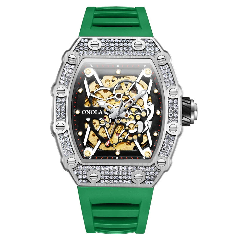 New 2022 Diamond Watch Men Brand ONOLA Luxury Automatic Mechanic Fashion Watches Man Waterpoor Montres Pour Hommes Clock