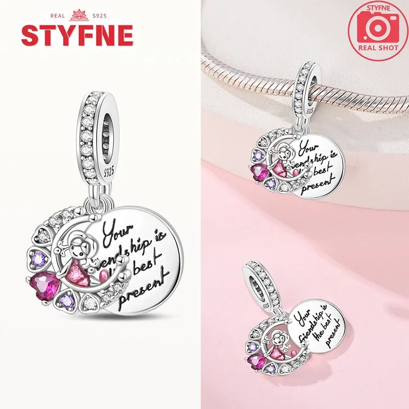 Romantic Original Accessories Sparkling Magic Cube Love Red Heart Beads 925 Silver Women Bracelet DIY Jewelry Gift Charms Beads