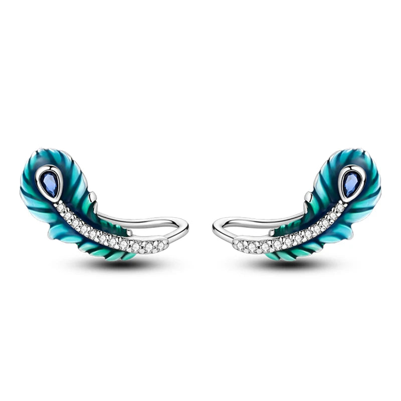 Fashion Spring Series Earrings For Women 925 Silver Color Butterfly Dragonfly Flower Heart Shaped Ear Studs Fine Jewelry Couple