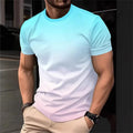 Fashion Simple Wide Stripes T Shirts For Men Summer Casual 3D Printed Contrasting Colors polyester T-shirts StreetwearTops Tees