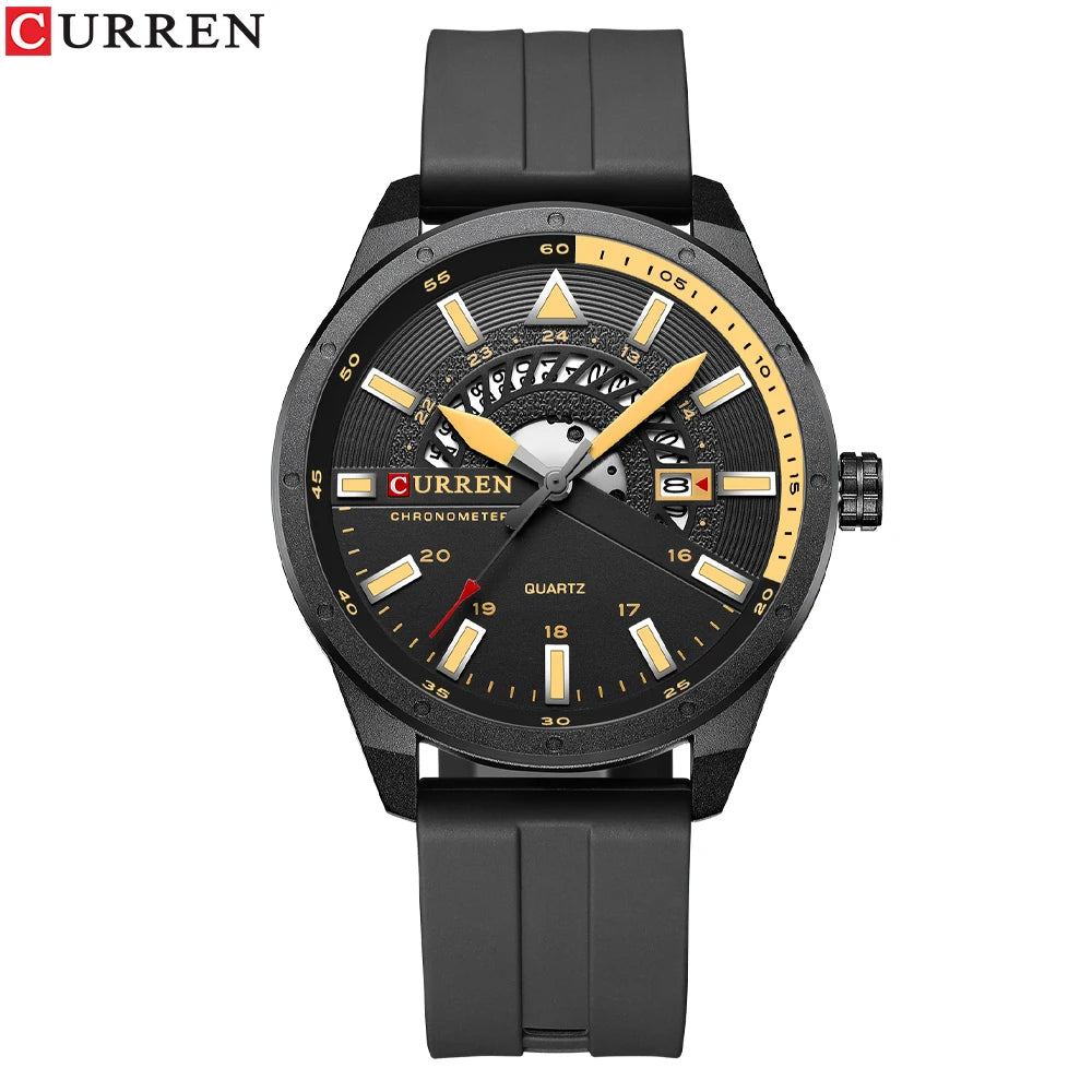 CURREN 8421 Men's Watch Luxury Men's Quartz Watch Breathable Leather Strap Waterproof Business Casual Sports Men's Watch