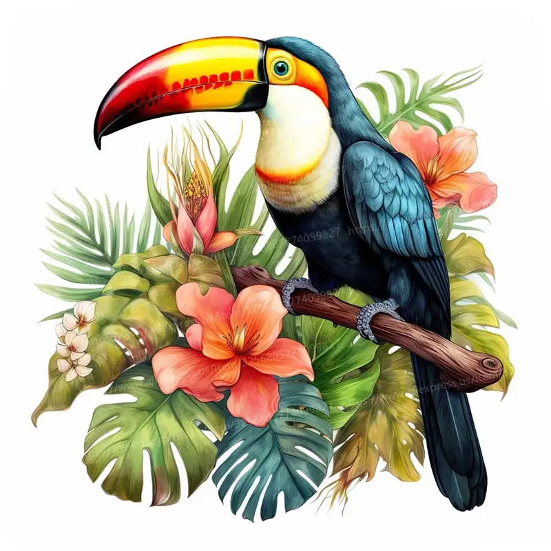 Toucan Watercolor Bird Wall Sticker Art Mural Living Room Bedroom Cabinet Decoration Home Decor Cute Animal Stickers S108