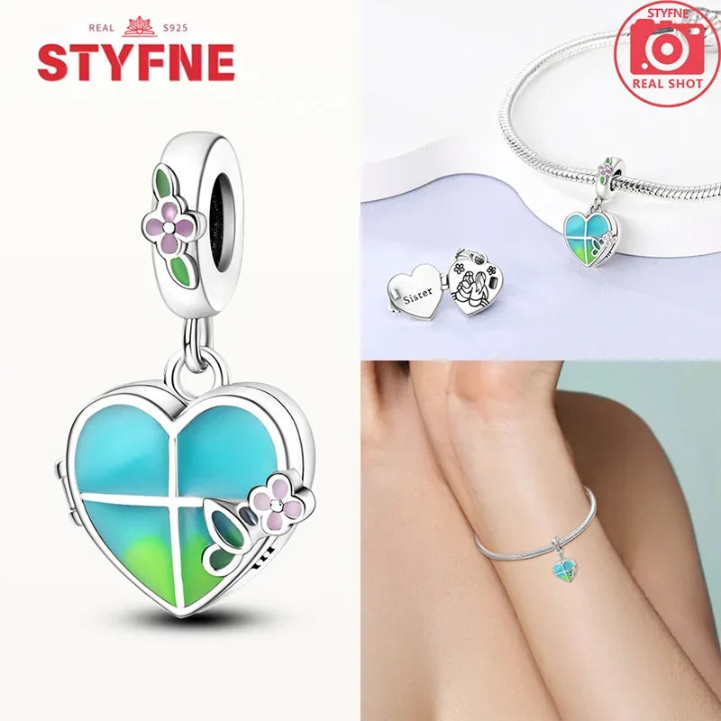 Romantic Original Accessories Sparkling Magic Cube Love Red Heart Beads 925 Silver Women Bracelet DIY Jewelry Gift Charms Beads