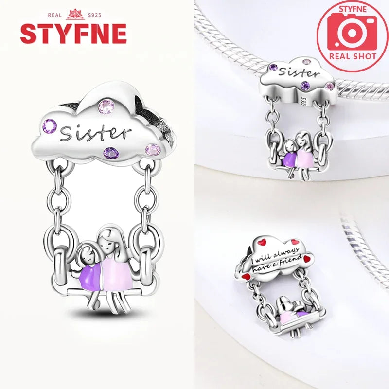 Romantic Original Accessories Sparkling Magic Cube Love Red Heart Beads 925 Silver Women Bracelet DIY Jewelry Gift Charms Beads