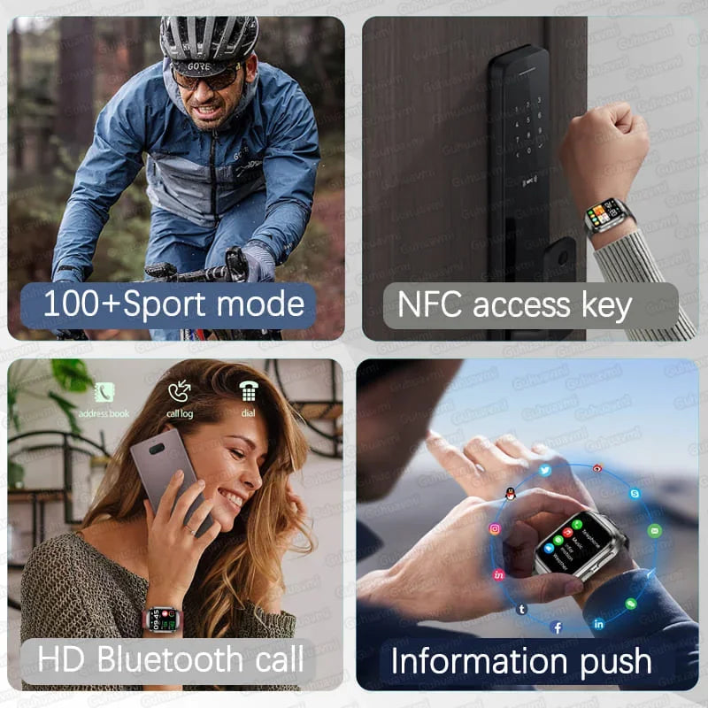 New Air Pump Airbag True Blood Pressure Health Measure Smart Watches Men Micro Physical Examination Fitness Sport SmartWatch NFC