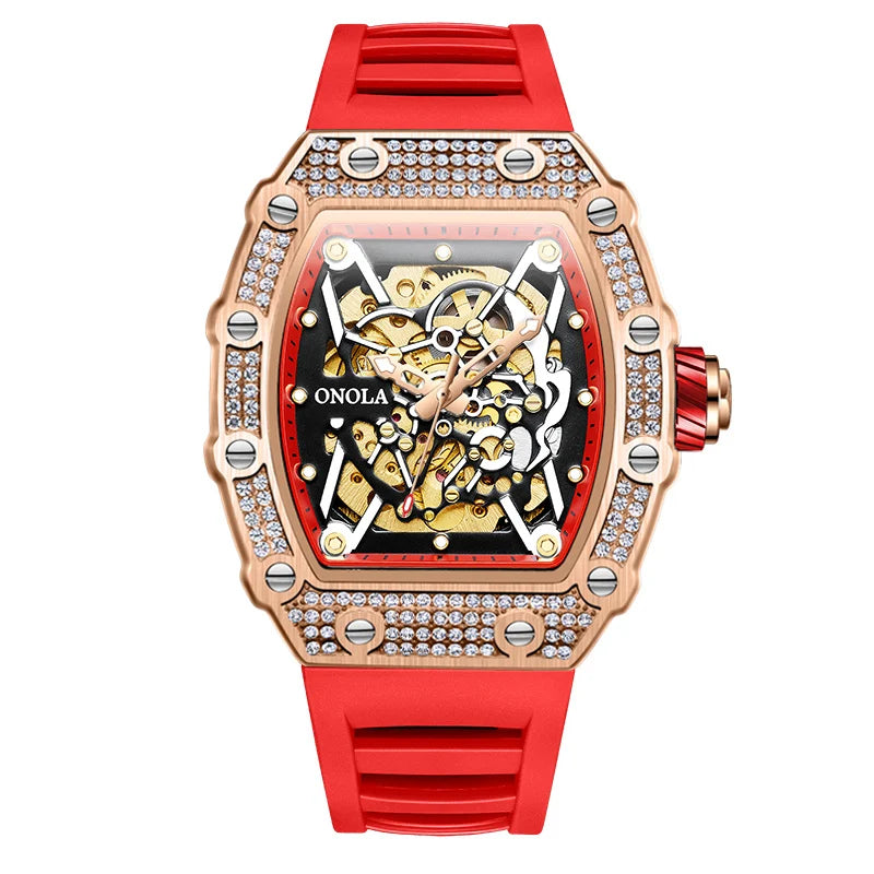 New 2022 Diamond Watch Men Brand ONOLA Luxury Automatic Mechanic Fashion Watches Man Waterpoor Montres Pour Hommes Clock