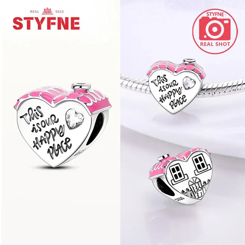 Romantic Original Accessories Sparkling Magic Cube Love Red Heart Beads 925 Silver Women Bracelet DIY Jewelry Gift Charms Beads