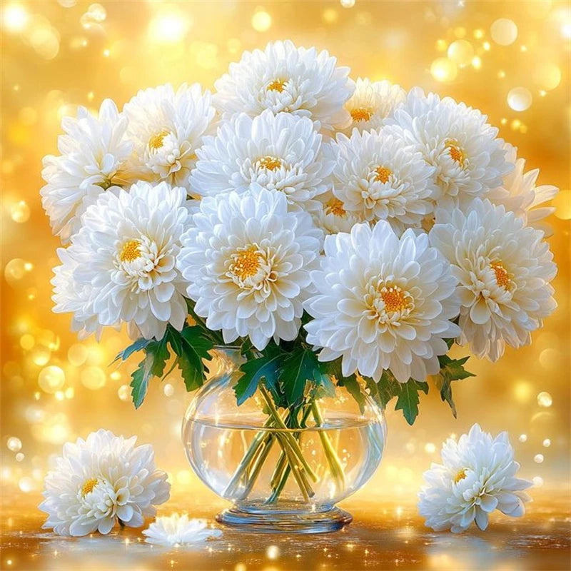 HUACAN Diamond Mosaic Chrysanthemum Flower Sunset Home Decor Rhinestones Diy Diamond Painting Floral Gift Full Kits