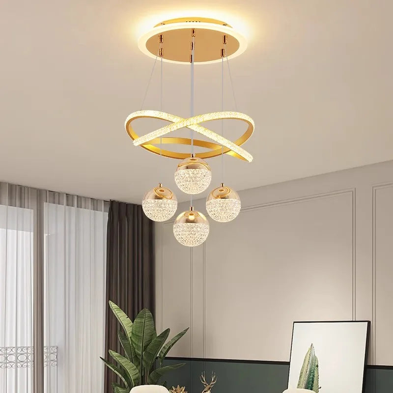 Modern Acrylic Imitation Crystal Chandelier Home Decor Dining Table Pendant Lamp Bedroom LED Indoor Lighting Living Room Lights