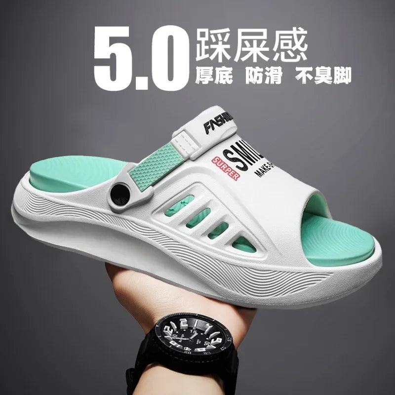 Summer wear trendy brand stepping on shit feeling non-slip seaside beach one-word sandals outdoor dual-purpose sandals