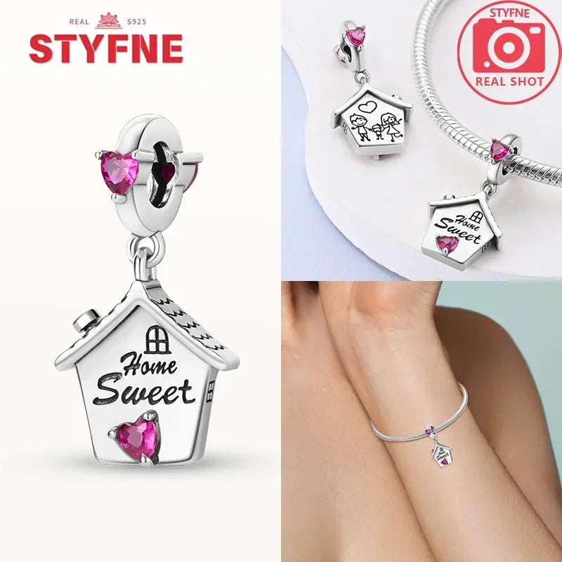 Romantic Original Accessories Sparkling Magic Cube Love Red Heart Beads 925 Silver Women Bracelet DIY Jewelry Gift Charms Beads