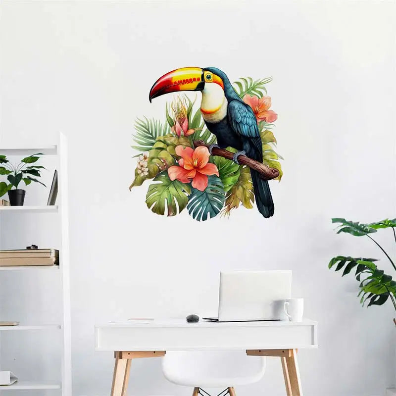 Toucan Watercolor Bird Wall Sticker Art Mural Living Room Bedroom Cabinet Decoration Home Decor Cute Animal Stickers S108