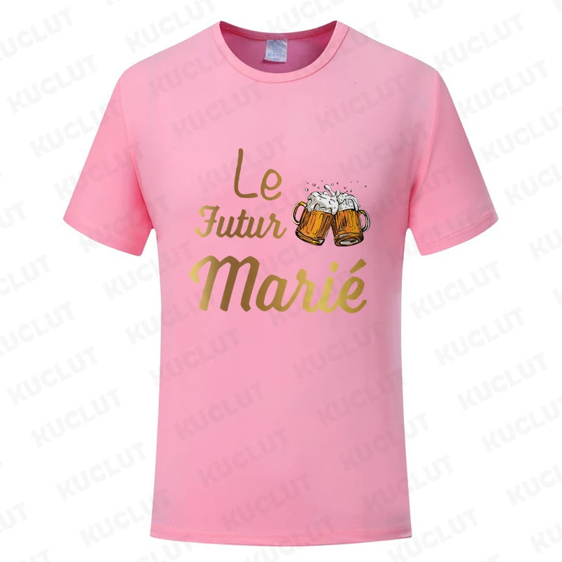 French Evg Team Married Tops Single Farewell Bachelor Party T Shirt Future Groom Man Tshirt Fashion Beer Graphic Wedding Tees