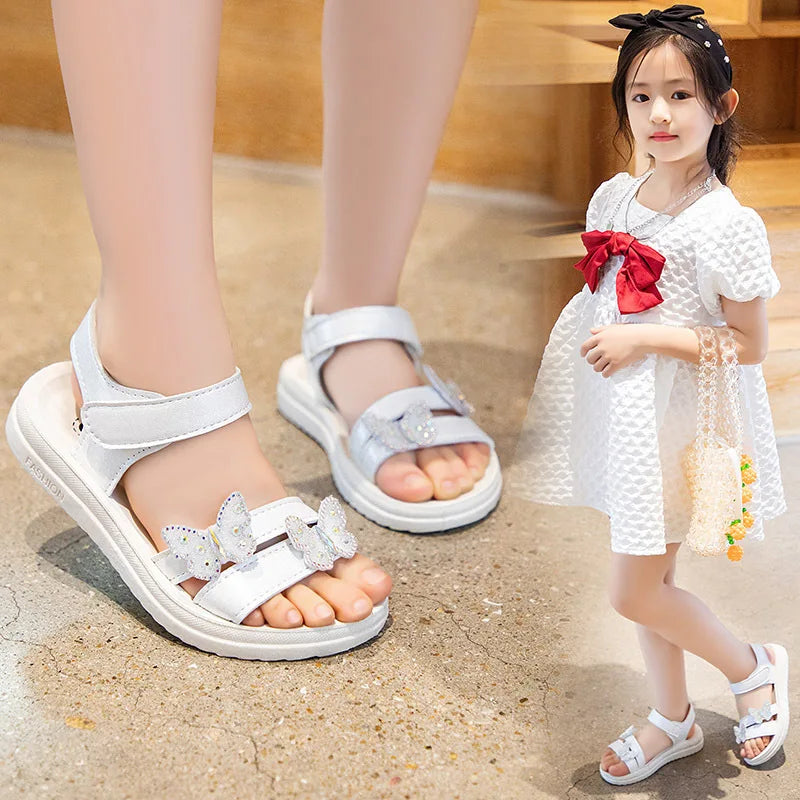 Summer Sandals for Girls Colorful Bow Children's Sandals Shoes Anti Slip Wear-resistant Soft Bottom Girls Shoes Free Shipping
