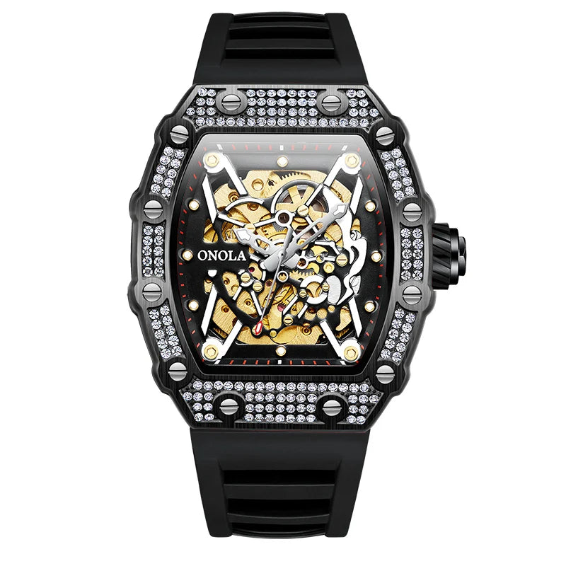 New 2022 Diamond Watch Men Brand ONOLA Luxury Automatic Mechanic Fashion Watches Man Waterpoor Montres Pour Hommes Clock