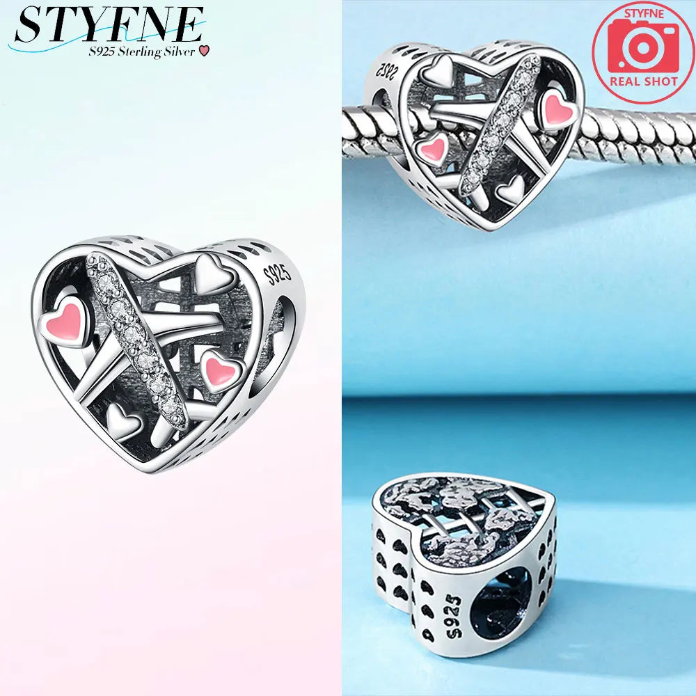 Romantic Original Accessories Sparkling Magic Cube Love Red Heart Beads 925 Silver Women Bracelet DIY Jewelry Gift Charms Beads