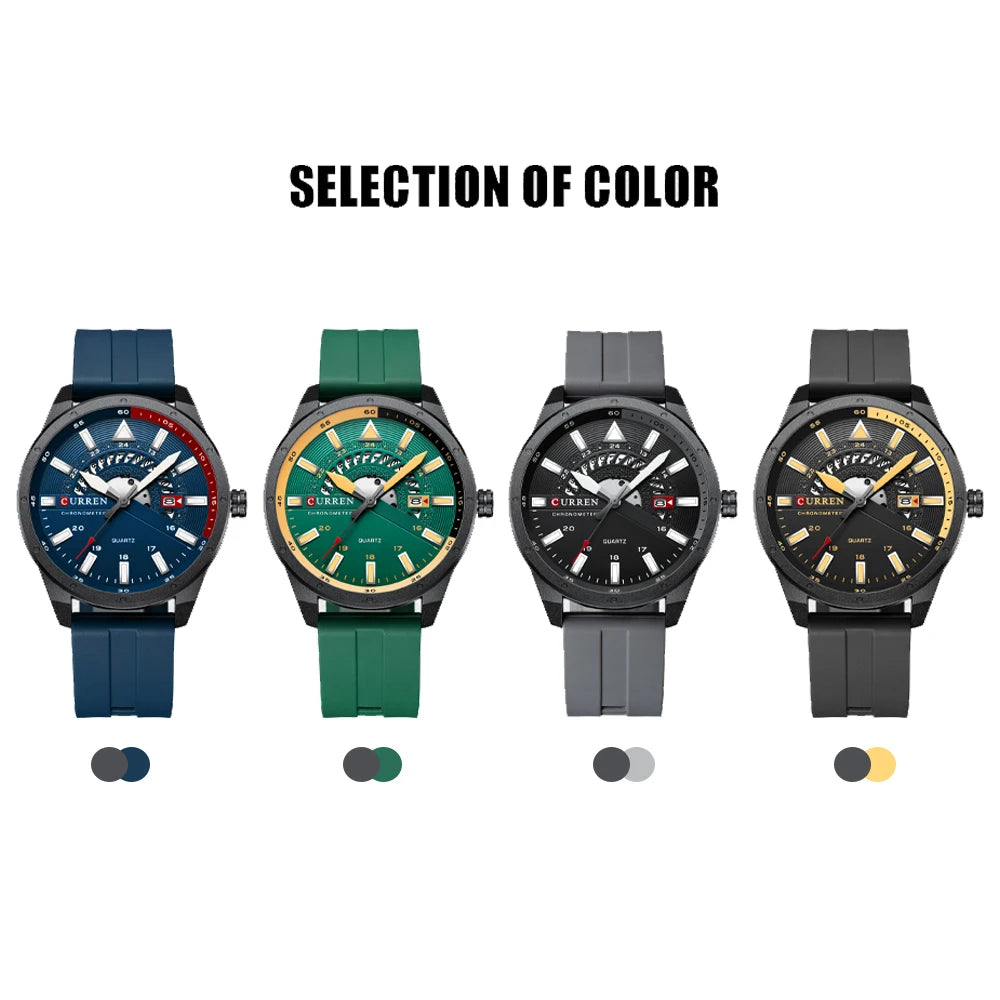 CURREN 8421 Men's Watch Luxury Men's Quartz Watch Breathable Leather Strap Waterproof Business Casual Sports Men's Watch