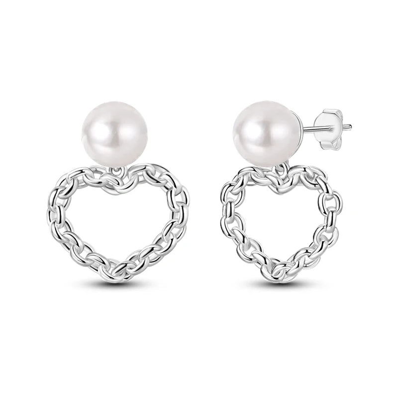 Fashion Spring Series Earrings For Women 925 Silver Color Butterfly Dragonfly Flower Heart Shaped Ear Studs Fine Jewelry Couple