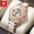 OLEVS 6615 Womens Watch Original Brand Automatic Mechanical Watch Waterproof Stainless Steel Watch With Box Watches Luxury Women