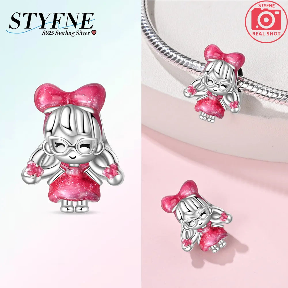 Romantic Original Accessories Sparkling Magic Cube Love Red Heart Beads 925 Silver Women Bracelet DIY Jewelry Gift Charms Beads