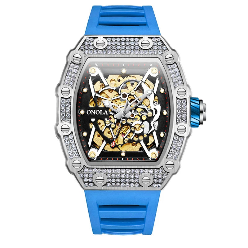 New 2022 Diamond Watch Men Brand ONOLA Luxury Automatic Mechanic Fashion Watches Man Waterpoor Montres Pour Hommes Clock