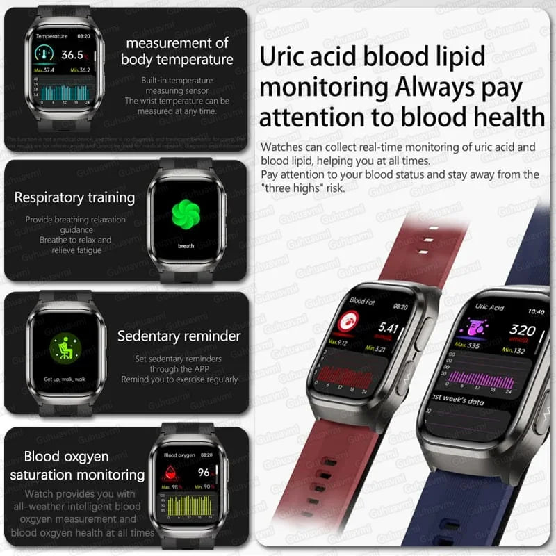 New Air Pump Airbag True Blood Pressure Health Measure Smart Watches Men Micro Physical Examination Fitness Sport SmartWatch NFC