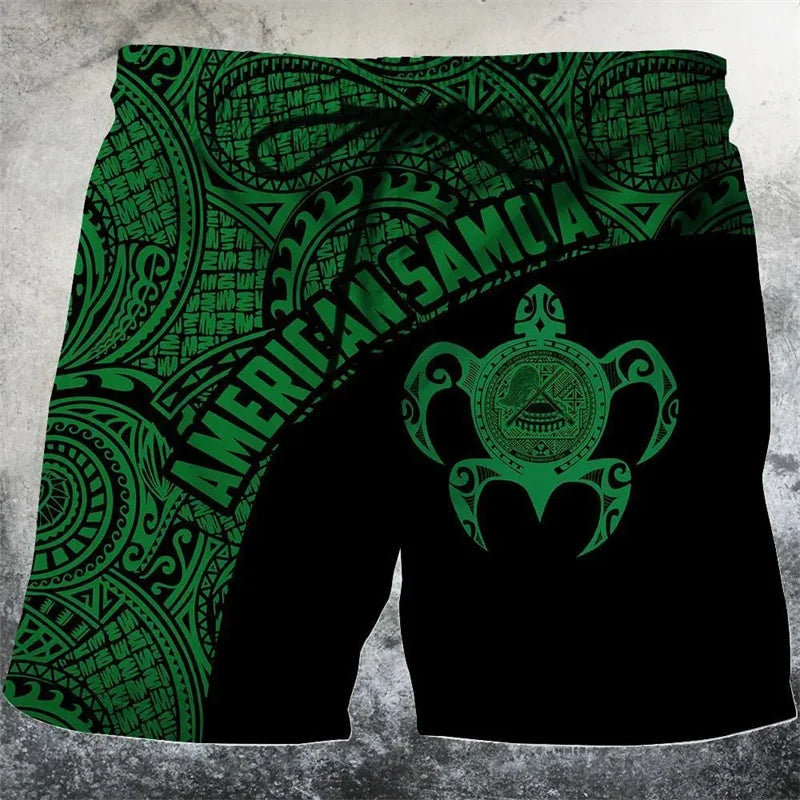 3D Printed Funny Sea Turtle Short Pants For Men Floral Leaf Plant Pattern Swim Trunks Casual Harajuku Street Hawaii Beach Shorts