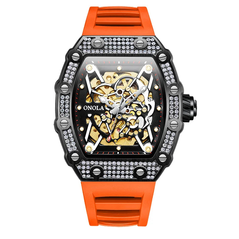 New 2022 Diamond Watch Men Brand ONOLA Luxury Automatic Mechanic Fashion Watches Man Waterpoor Montres Pour Hommes Clock
