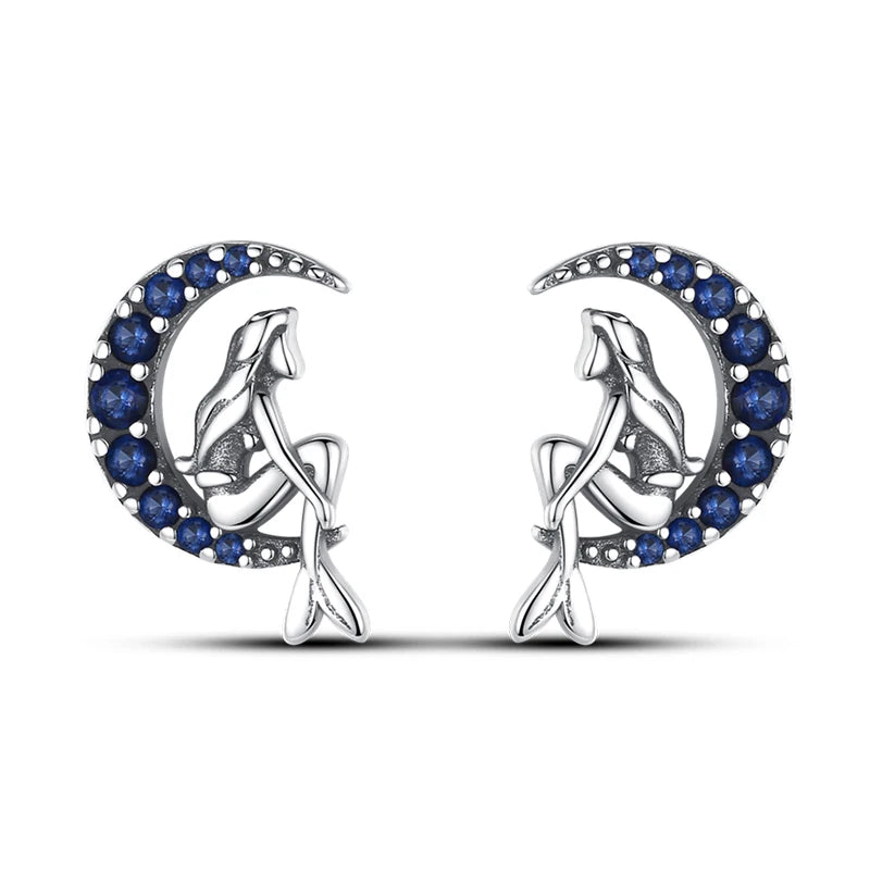 Fashion Spring Series Earrings For Women 925 Silver Color Butterfly Dragonfly Flower Heart Shaped Ear Studs Fine Jewelry Couple