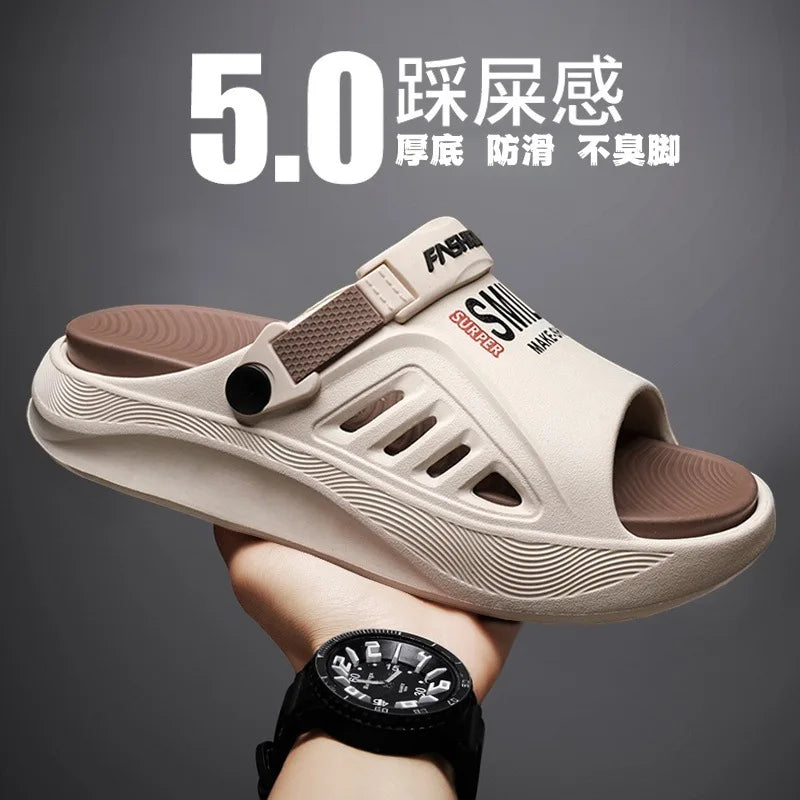 Summer wear trendy brand stepping on shit feeling non-slip seaside beach one-word sandals outdoor dual-purpose sandals