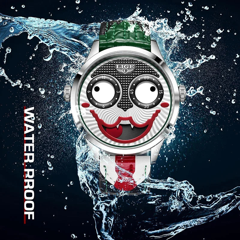 LIGE 2025 TOP Men's Watches Quartz Clown Dial Watches Unique Strange Fashion Cool Watch Waterproof watches for men reloj hommes