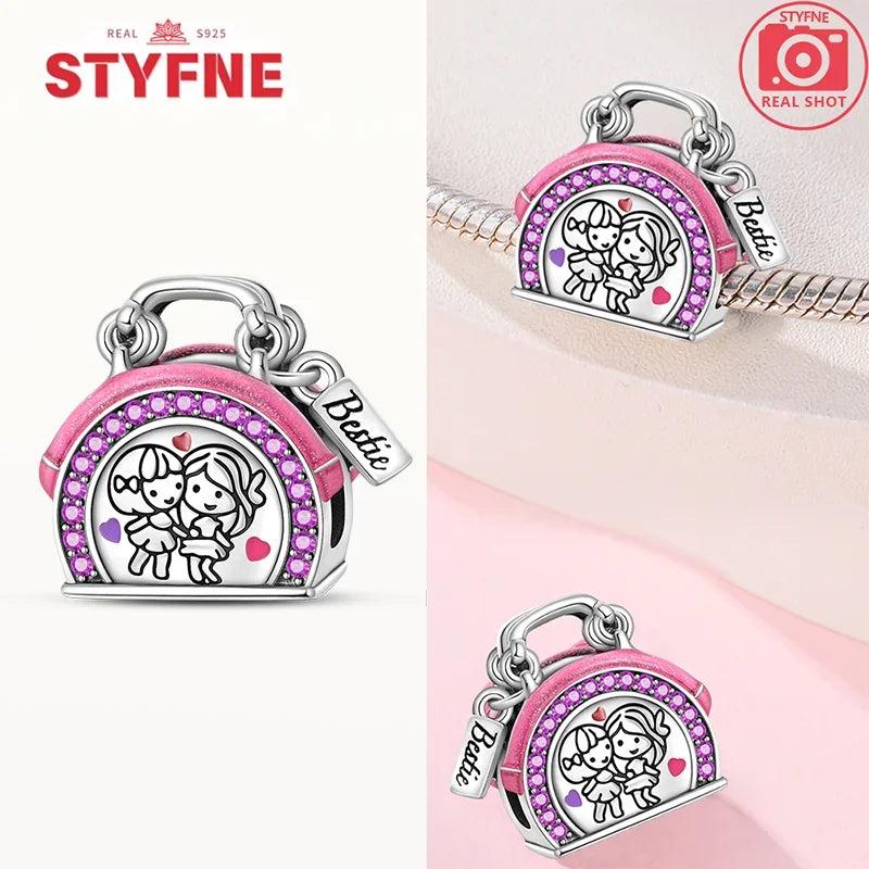 Romantic Original Accessories Sparkling Magic Cube Love Red Heart Beads 925 Silver Women Bracelet DIY Jewelry Gift Charms Beads