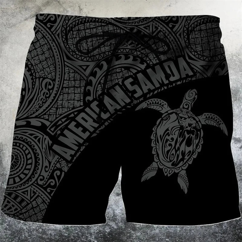 3D Printed Funny Sea Turtle Short Pants For Men Floral Leaf Plant Pattern Swim Trunks Casual Harajuku Street Hawaii Beach Shorts