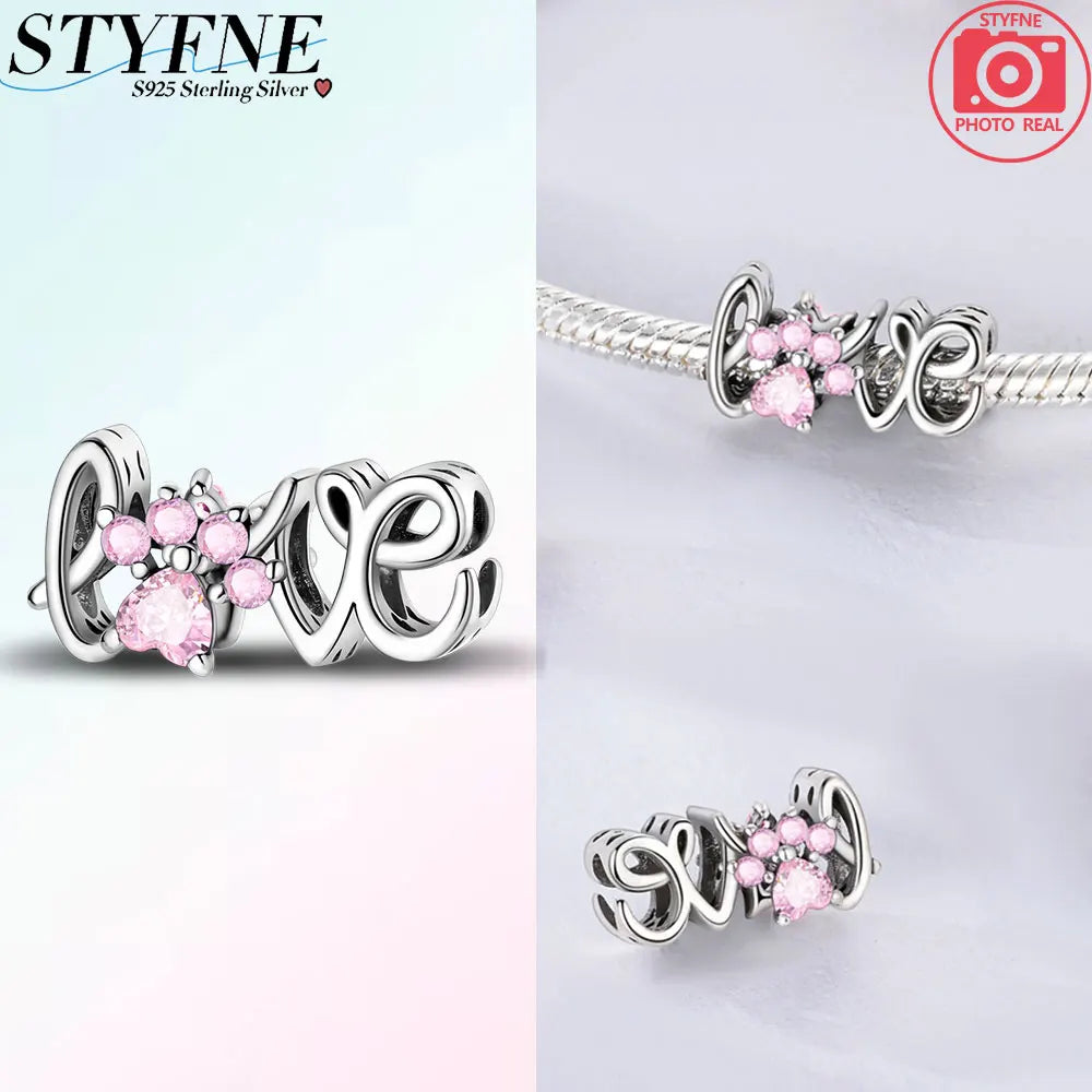 Romantic Original Accessories Sparkling Magic Cube Love Red Heart Beads 925 Silver Women Bracelet DIY Jewelry Gift Charms Beads