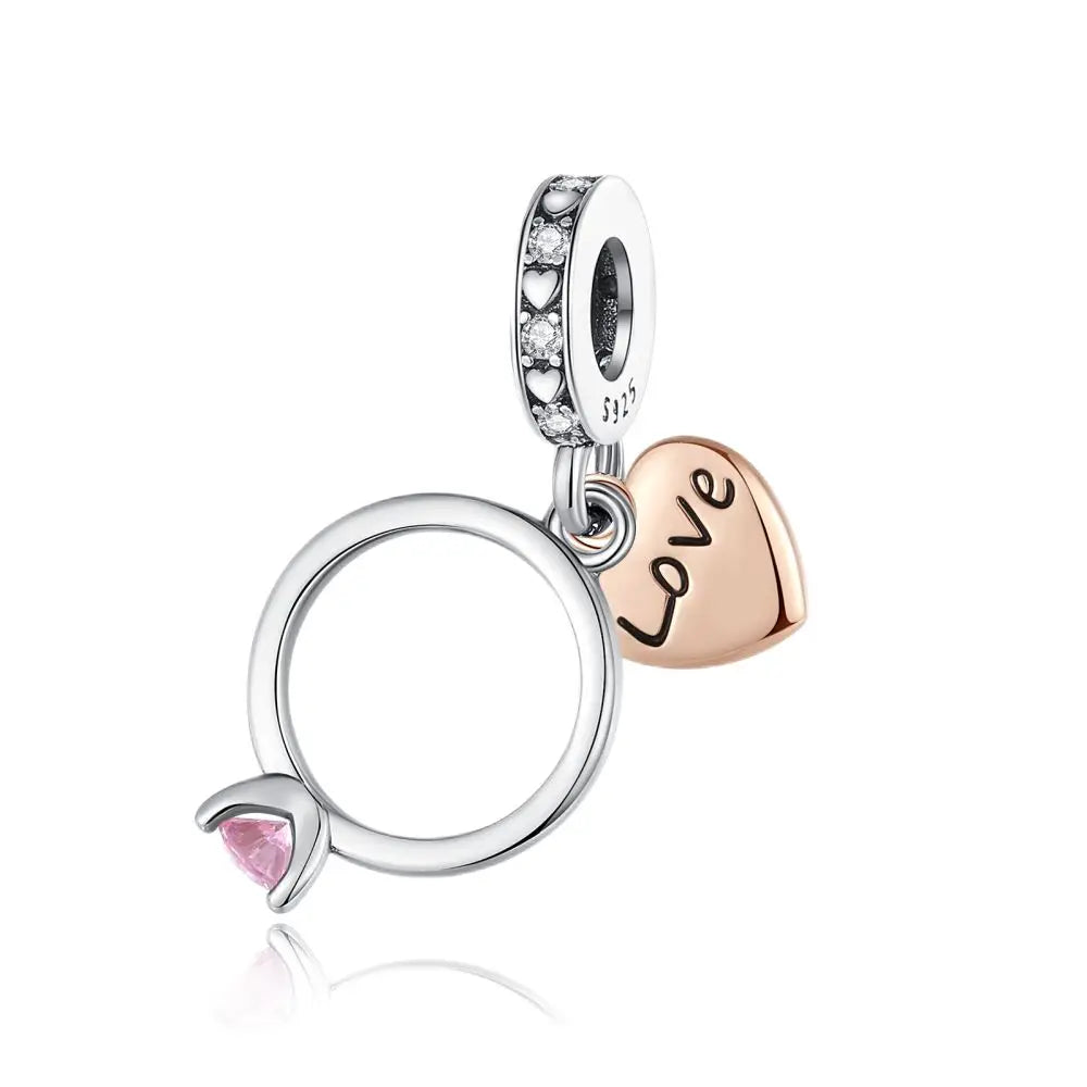 Romantic Original Accessories Sparkling Magic Cube Love Red Heart Beads 925 Silver Women Bracelet DIY Jewelry Gift Charms Beads