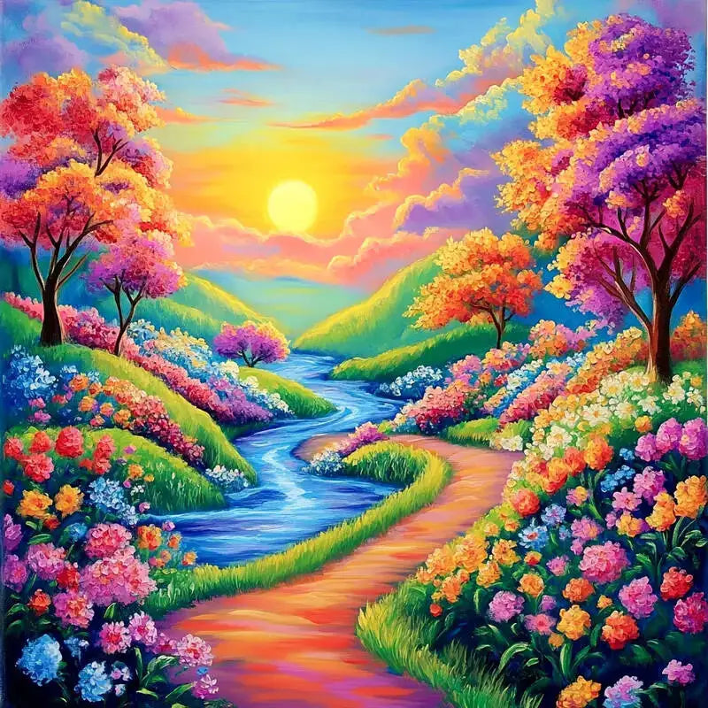 Landscape Fantasy Nature Cross Stitch Full Kit 11ct Diy Embroidery Printed Canvas Art Home Decor Handmade Hobby