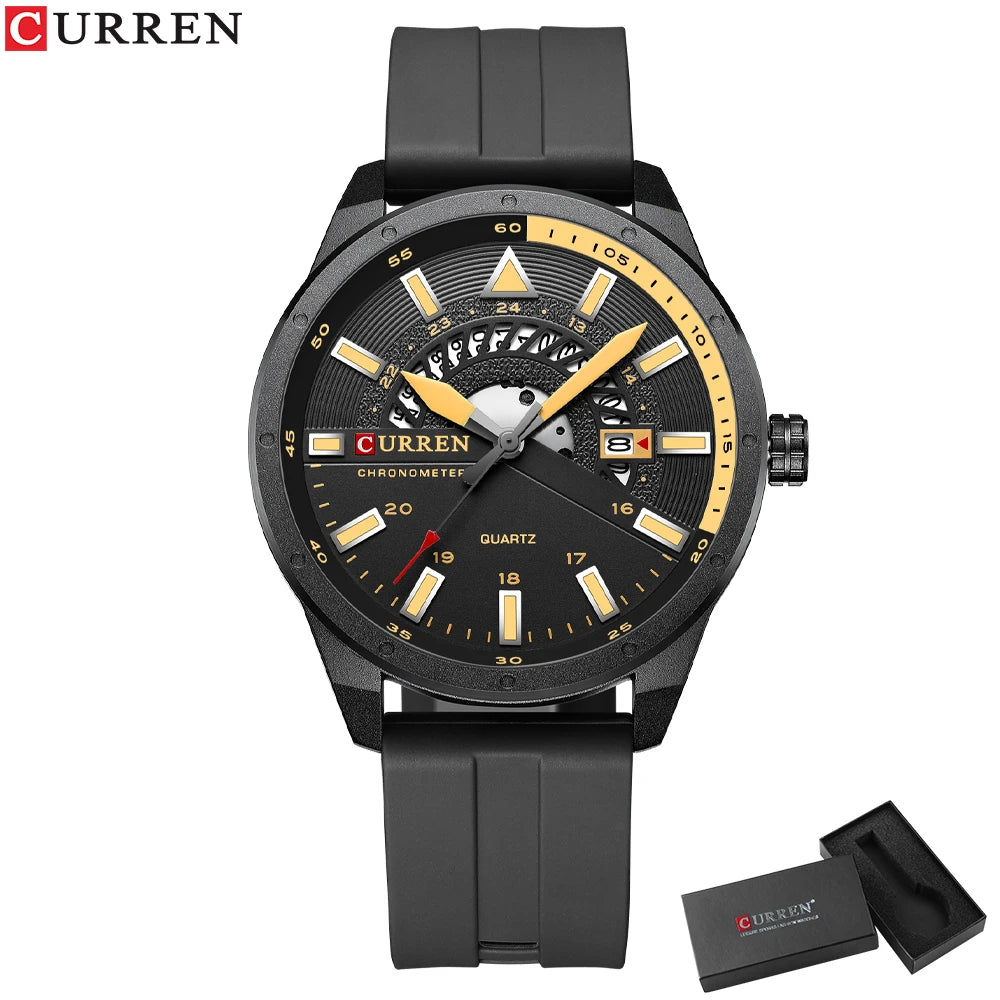 CURREN 8421 Men's Watch Luxury Men's Quartz Watch Breathable Leather Strap Waterproof Business Casual Sports Men's Watch