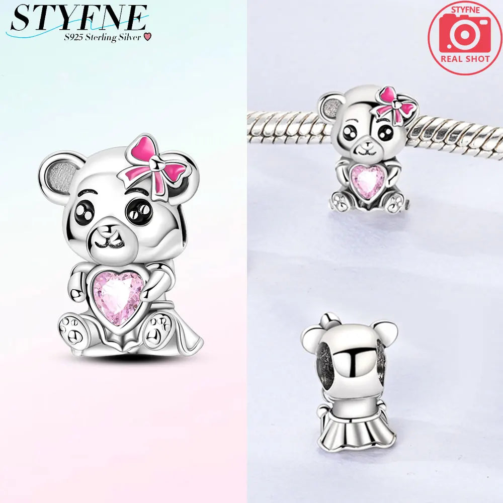 Romantic Original Accessories Sparkling Magic Cube Love Red Heart Beads 925 Silver Women Bracelet DIY Jewelry Gift Charms Beads