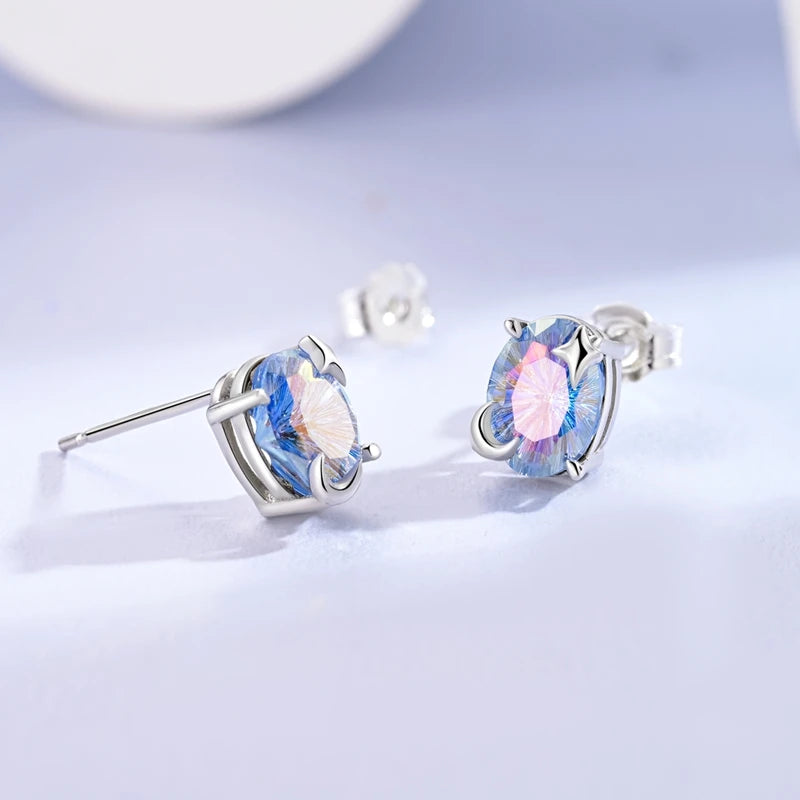 Fashion Spring Series Earrings For Women 925 Silver Color Butterfly Dragonfly Flower Heart Shaped Ear Studs Fine Jewelry Couple
