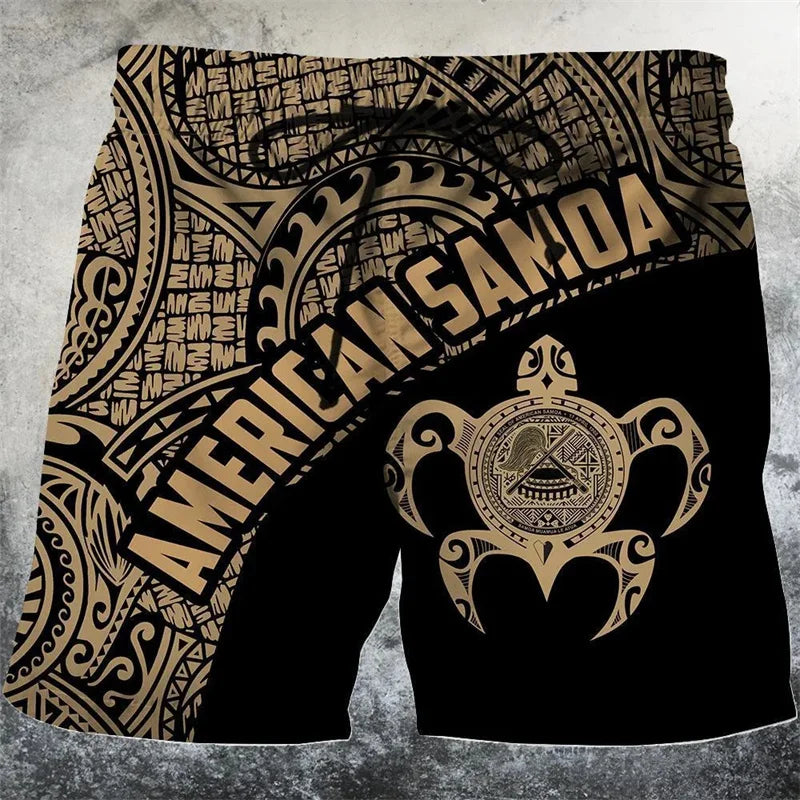 3D Printed Funny Sea Turtle Short Pants For Men Floral Leaf Plant Pattern Swim Trunks Casual Harajuku Street Hawaii Beach Shorts