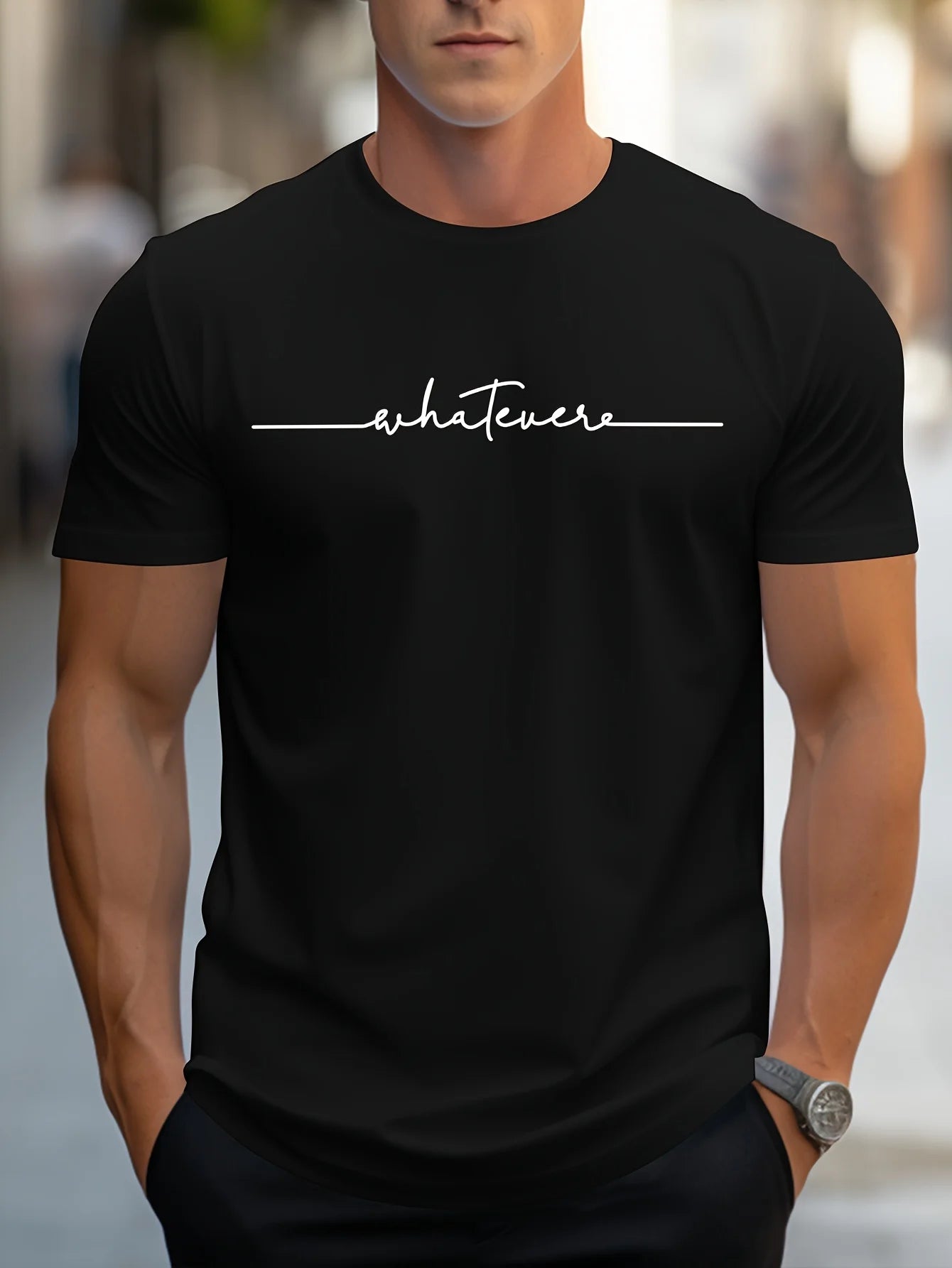 Men's Summer Casual Loose Size 100% Cotton Letter Print Round Neck Short Sleeve T-shirt Top