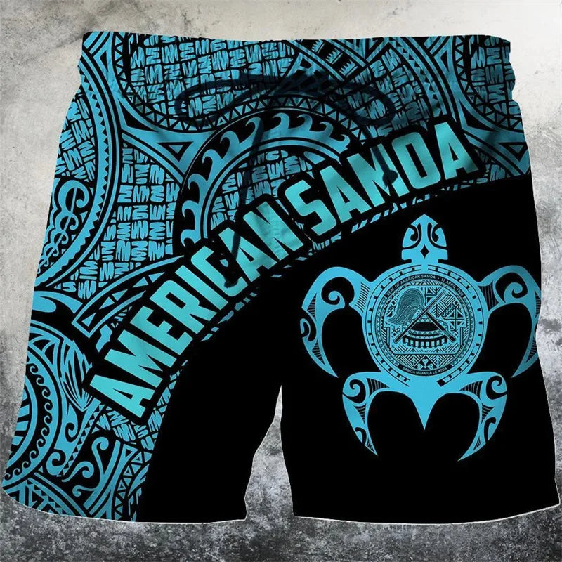 3D Printed Funny Sea Turtle Short Pants For Men Floral Leaf Plant Pattern Swim Trunks Casual Harajuku Street Hawaii Beach Shorts