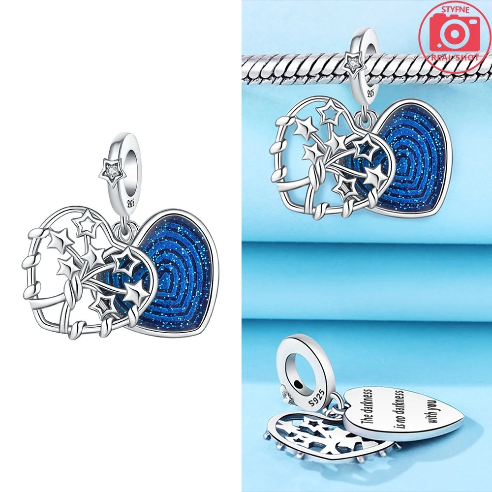 Romantic Original Accessories Sparkling Magic Cube Love Red Heart Beads 925 Silver Women Bracelet DIY Jewelry Gift Charms Beads