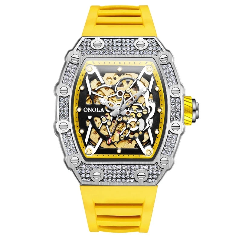 New 2022 Diamond Watch Men Brand ONOLA Luxury Automatic Mechanic Fashion Watches Man Waterpoor Montres Pour Hommes Clock