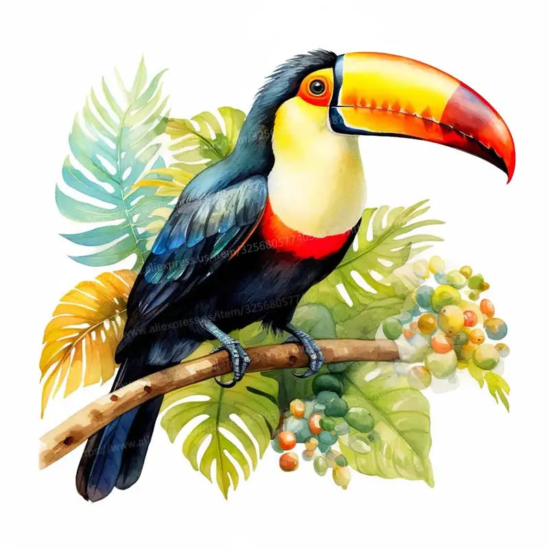 Toucan Watercolor Bird Wall Sticker Art Mural Living Room Bedroom Cabinet Decoration Home Decor Cute Animal Stickers S108